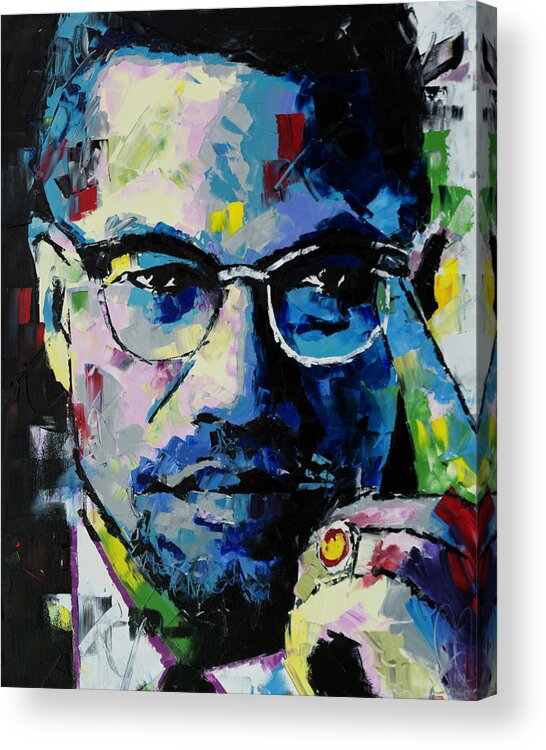 Malcolm X Acrylic Print featuring the painting Malcolm X by Richard Day