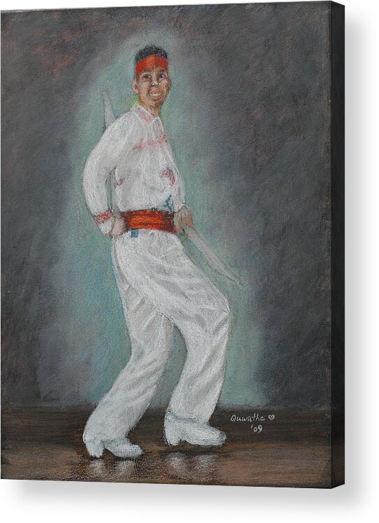 Male Acrylic Print featuring the painting Male Spanish Dancer by Quwatha Valentine