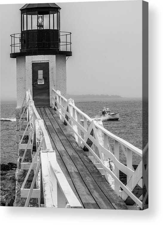 Marshall Point Light Acrylic Print featuring the photograph Marshall Point Light and Lobster Boat by Daniel Hebard