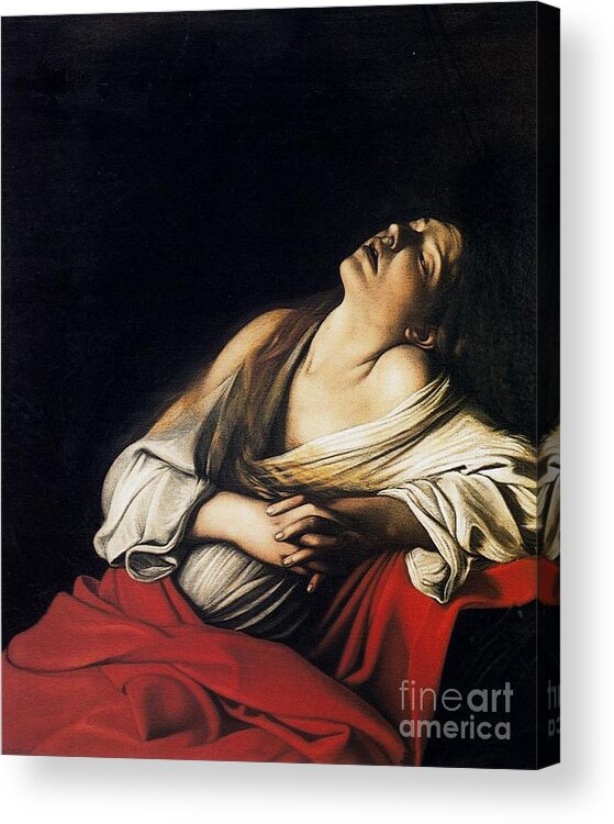 Caravaggio Acrylic Print featuring the painting Mary Magdalen in Ecstasy by MotionAge Designs