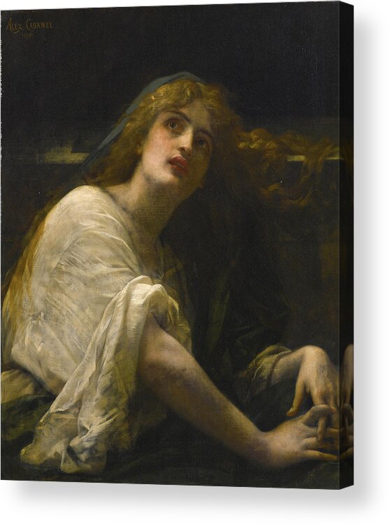 Alexandre Cabanel Acrylic Print featuring the painting Mary Magdalene at the Tomb by Alexandre Cabanel