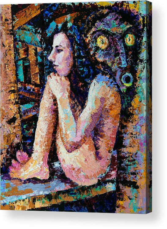 Woman Acrylic Print featuring the painting Mask by Yelena Tylkina