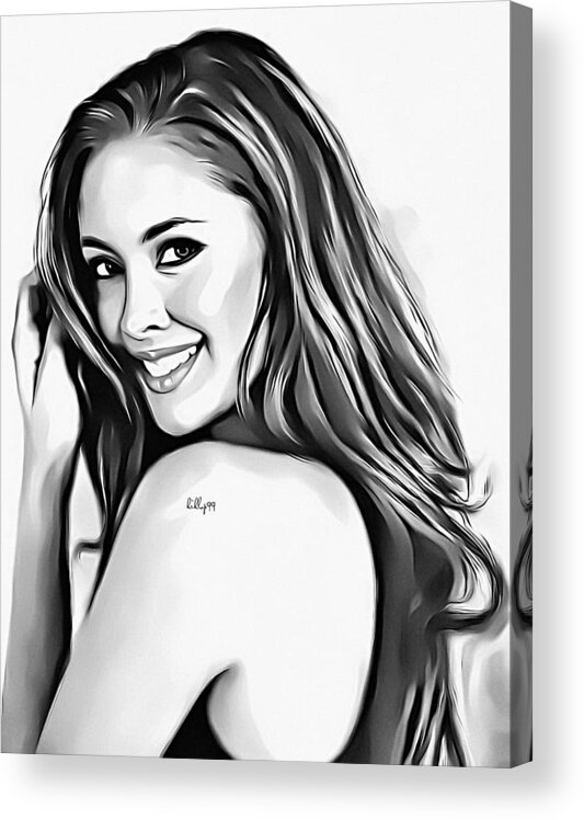 Draw Acrylic Print featuring the drawing Megan Young portrait by Nenad Vasic