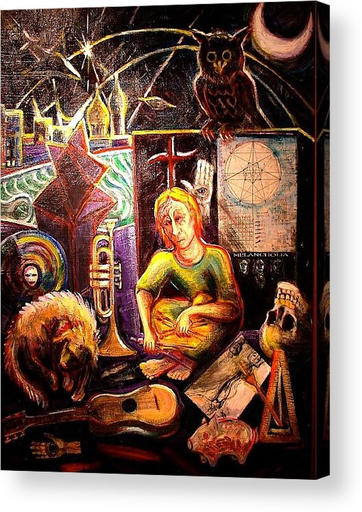 Melencholia Acrylic Print featuring the painting Melencholia by Stephen Hawks