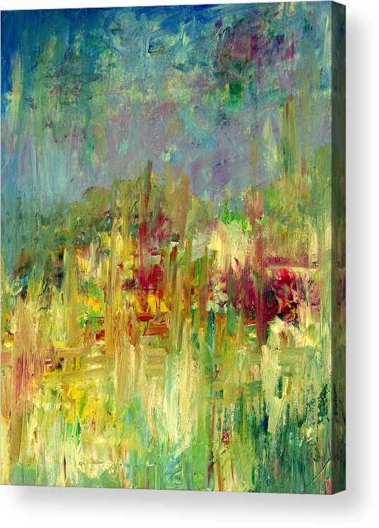 Abstract Acrylic Print featuring the painting Memories of Grandmothers Flower Garden by Julie Lueders 