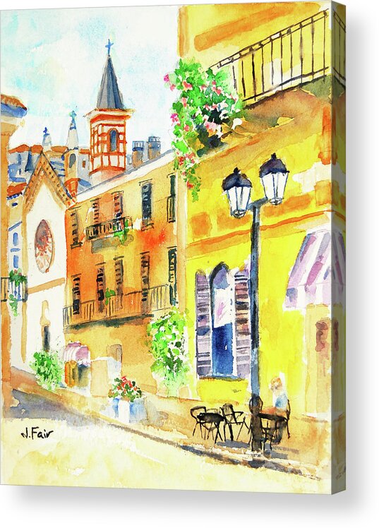 Menaggio Acrylic Print featuring the painting Menaggio Italy by Jerry Fair