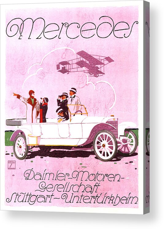herida conductor Samuel Mercedes Daimler - Stuttgart - Vintage Automobile Advertising Poster  Acrylic Print by Studio Grafiikka - Studio Grafiikka - Artist Website