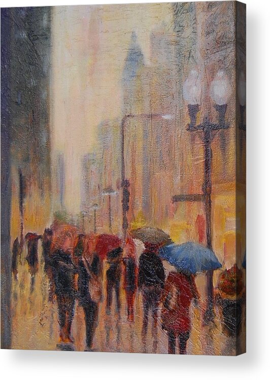 Figurative Acrylic Print featuring the painting Michigan Ave Stroll by Will Germino