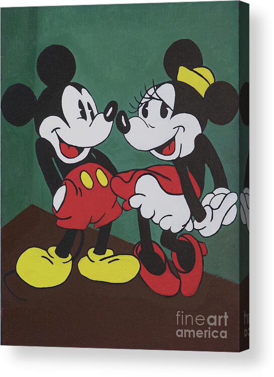 Micky Mouse Acrylic Print featuring the painting Mickey and Minnie by Dean Robinson