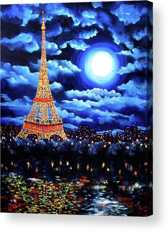 Eiffel Tower Acrylic Print featuring the painting Midnight in Paris by Laura Iverson
