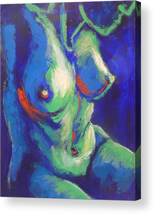 Abstract Acrylic Print featuring the painting Midnight Lady B - Female Nude by Carmen Tyrrell