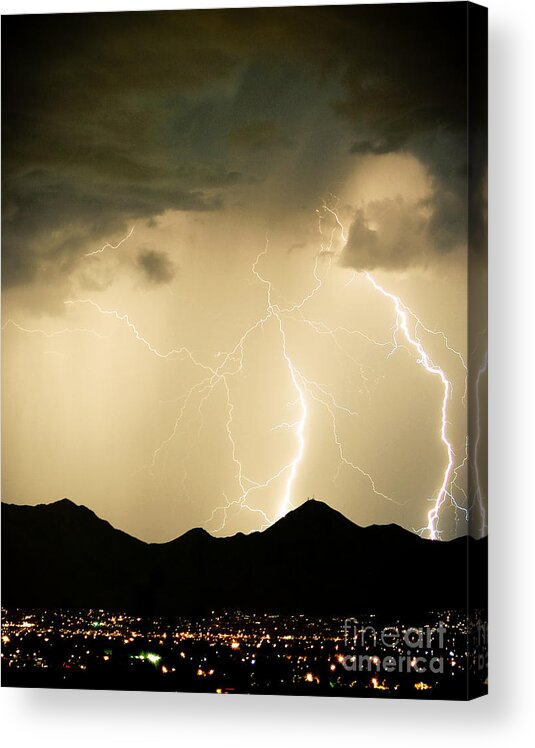 Arizona Lightning Storms Acrylic Print featuring the photograph Midnight Lightning Storm by James BO Insogna