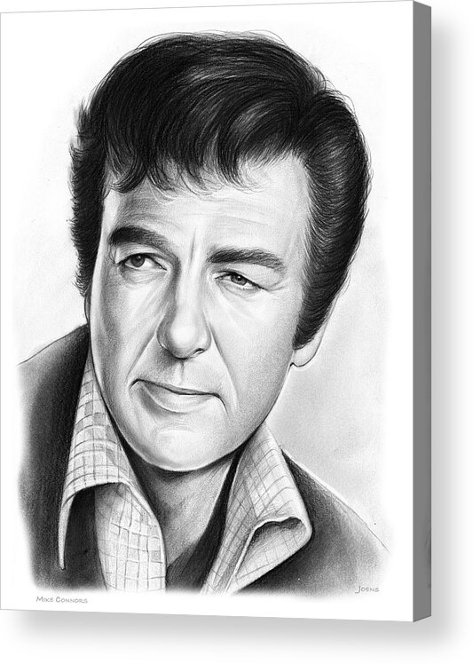 Mike Connors Acrylic Print featuring the drawing Mike Connors by Greg Joens