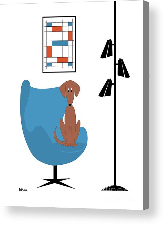 Mid Century Modern Dog Acrylic Print featuring the digital art Mini Abstract with Brown Dog by Donna Mibus