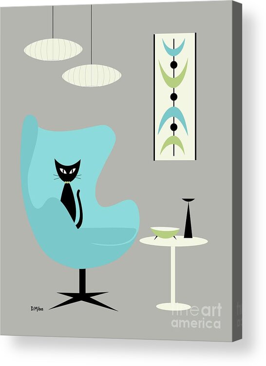 Mid Century Modern Acrylic Print featuring the digital art Mini Mobile Turquoise and Green by Donna Mibus