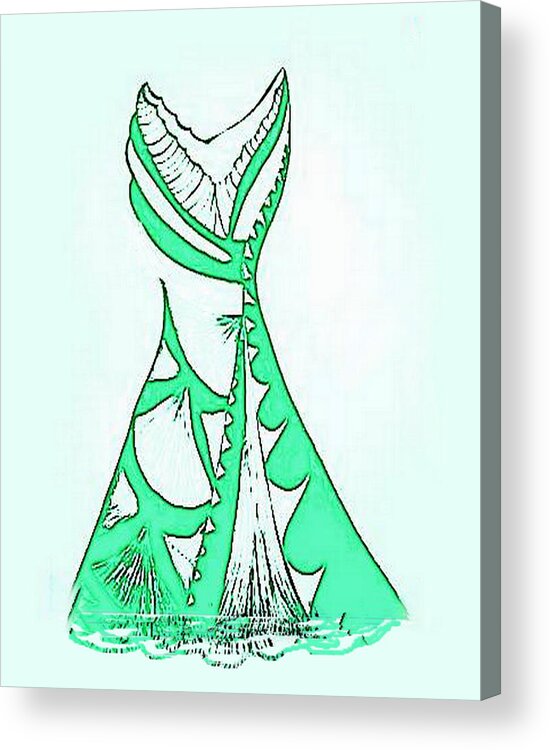 Mint Acrylic Print featuring the digital art Mint Green Dress by Mary Russell