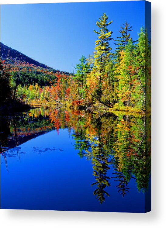 Landscape-adirondack Mts.-river-autumn Acrylic Print featuring the photograph Mirror Image by Frank Houck