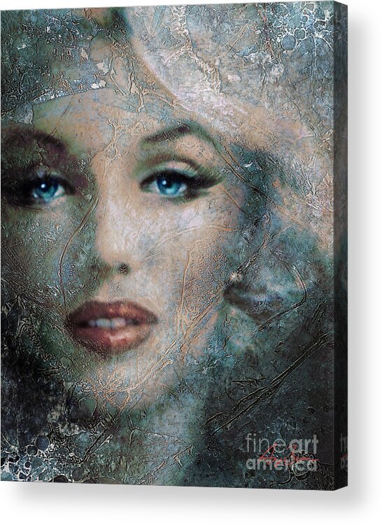 Marilyn Monroe Acrylic Print featuring the painting MM frozen by Angie Braun