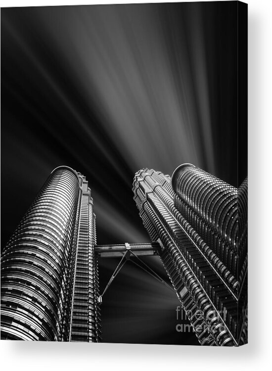 Skyscraper Acrylic Print featuring the photograph Modern skyscraper black and white picture by Stefano Senise