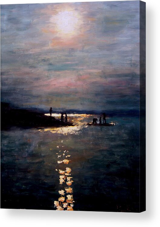 Sunset Acrylic Print featuring the painting Moonlight by Ashlee Trcka