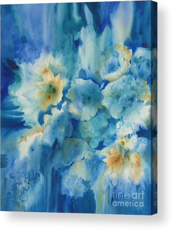 Flowers Acrylic Print featuring the painting Moonlit Flowers by Donna Acheson-Juillet