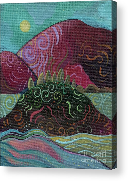 Abstract Landscape Acrylic Print featuring the painting Moonlit by Helena Tiainen