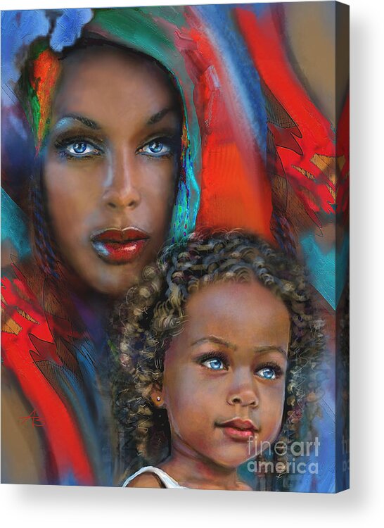 Woman Acrylic Print featuring the painting Mother And Child by Angie Braun