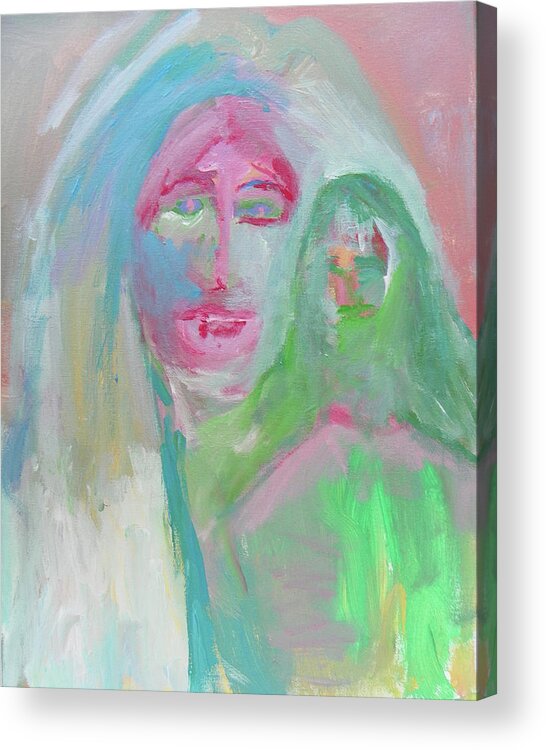 Abstract Acrylic Print featuring the painting Mother and Son by Judith Redman