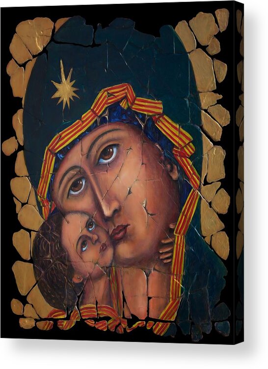 Vladimir Mother Of God Acrylic Print featuring the painting Mother of God by OLena Art