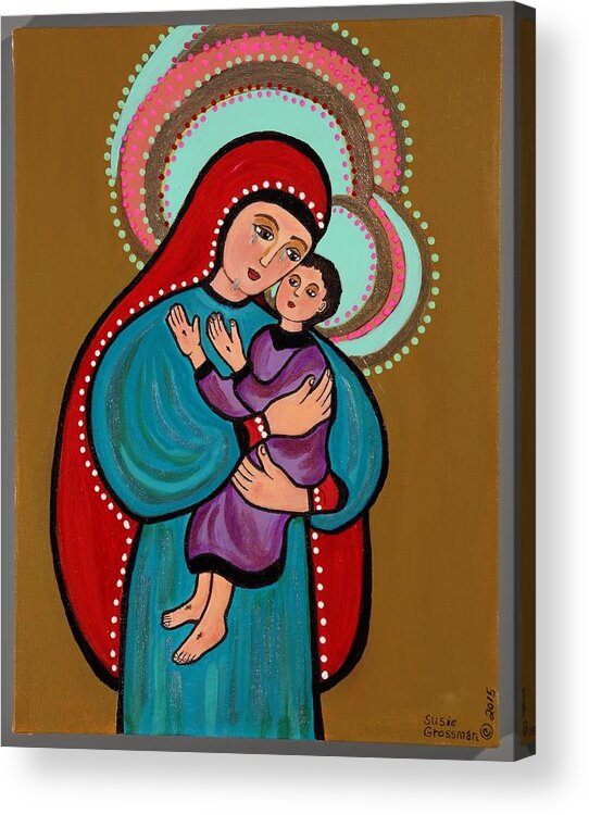 Blessed Virgin Acrylic Print featuring the painting Mother Of Tears by Susie Grossman