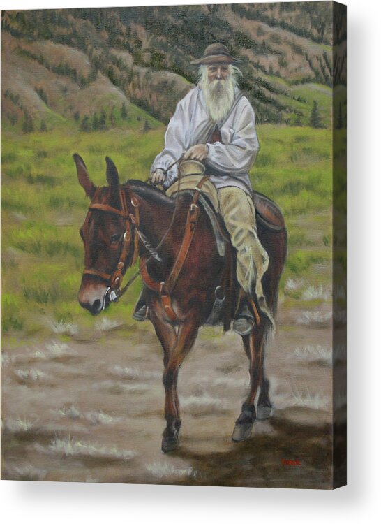 Oil Painting Acrylic Print featuring the painting Mule Walk by Todd Cooper