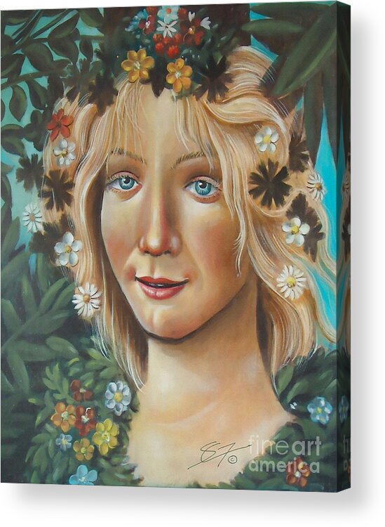 Beautiful Acrylic Print featuring the painting My Botticelli by Artificium -