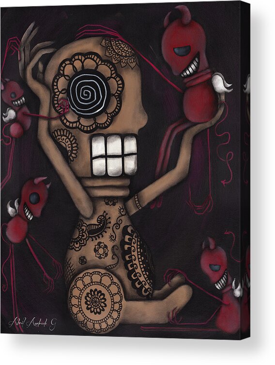 Day Of The Dead Acrylic Print featuring the painting My Conscience by Abril Andrade