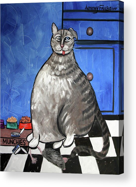 Abstract Acrylic Print featuring the painting My Fat Cat On Medical Catnip by Anthony Falbo