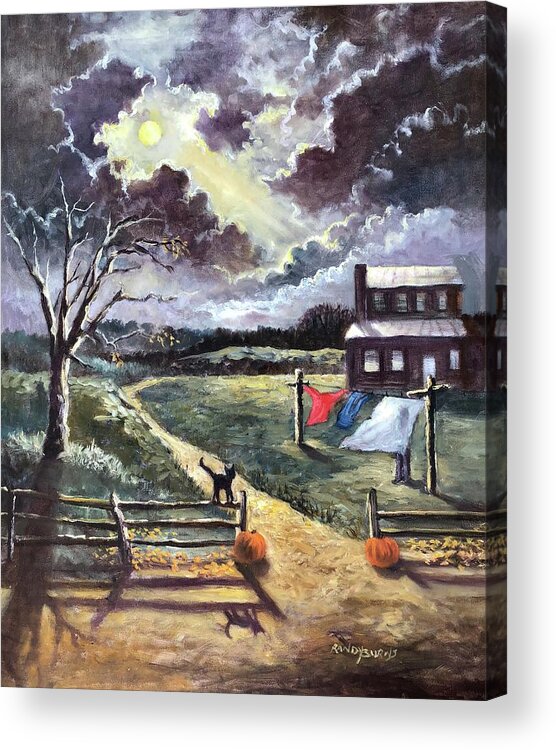 October Acrylic Print featuring the painting Mystery of the October Moon by Rand Burns