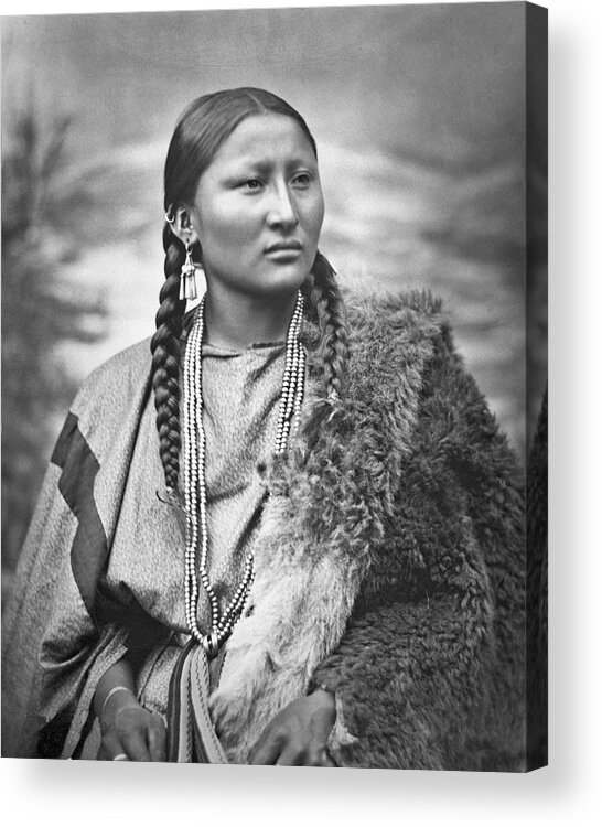 Native American Woman War Chief Pretty Nose Acrylic Print featuring the painting Native American woman war chief Pretty Nose by MotionAge Designs
