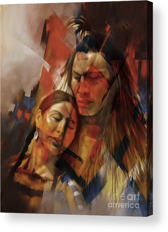 Native American Acrylic Print featuring the painting Native Couple 09a by Gull G