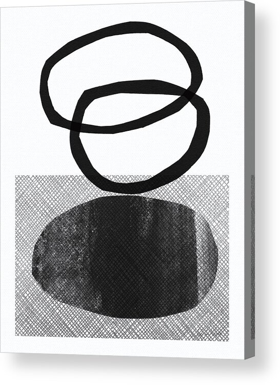 Grey Acrylic Print featuring the mixed media Natural Balance- abstract art by Linda Woods