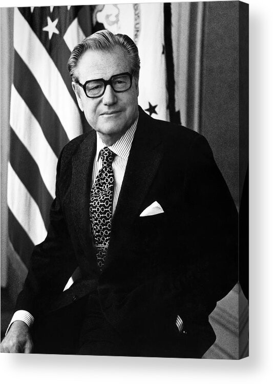 Rockefeller Acrylic Print featuring the photograph Nelson Rockefeller Portrait - 1975 by War Is Hell Store