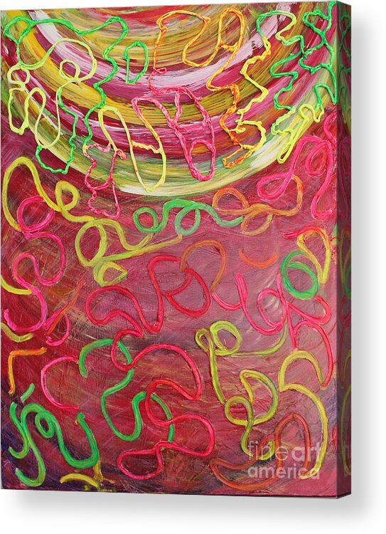 Neon Strings Acrylic Print featuring the painting Neon strings by Sarahleah Hankes