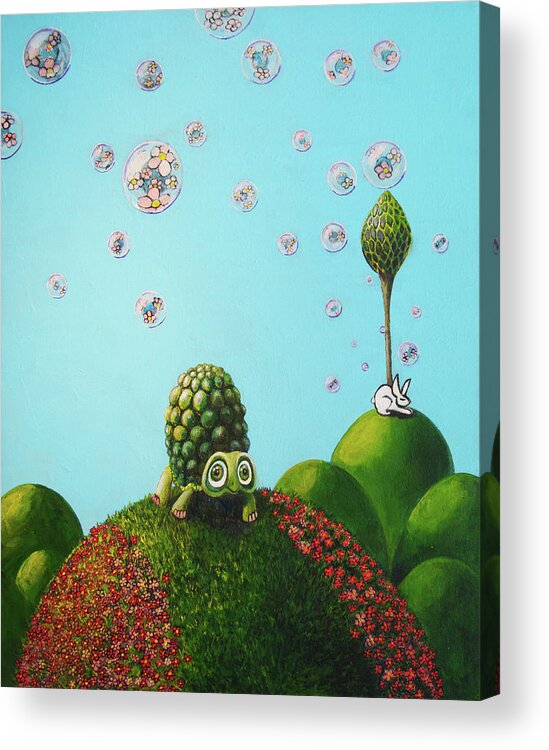Turtle Acrylic Print featuring the painting Never Give Up by Mindy Huntress