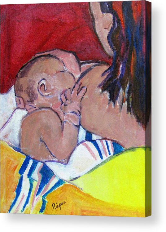 Newborn Baby Acrylic Print featuring the painting New Born by Betty Pieper
