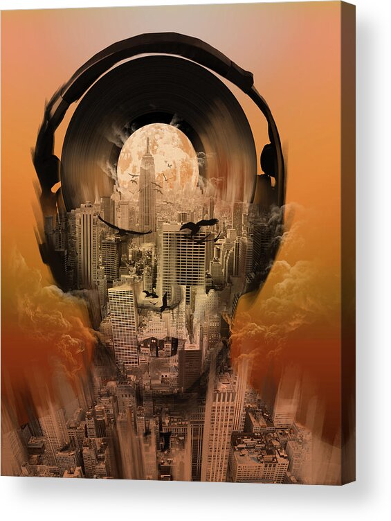 New York Acrylic Print featuring the digital art New York City Sound 3 by Bekim M