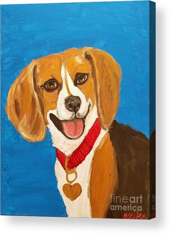 Pet Portrait Acrylic Print featuring the painting Niki Date With Paint Nov 20th by Ania M Milo