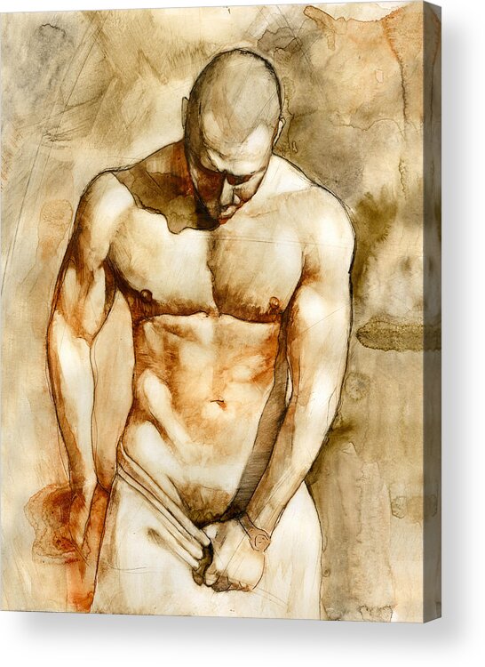 Male Nude Acrylic Print featuring the painting Nude 43 by Chris Lopez