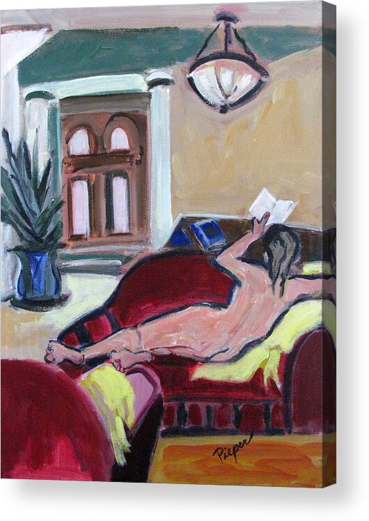 Nude Woman Acrylic Print featuring the painting Nude and Foyer by Betty Pieper