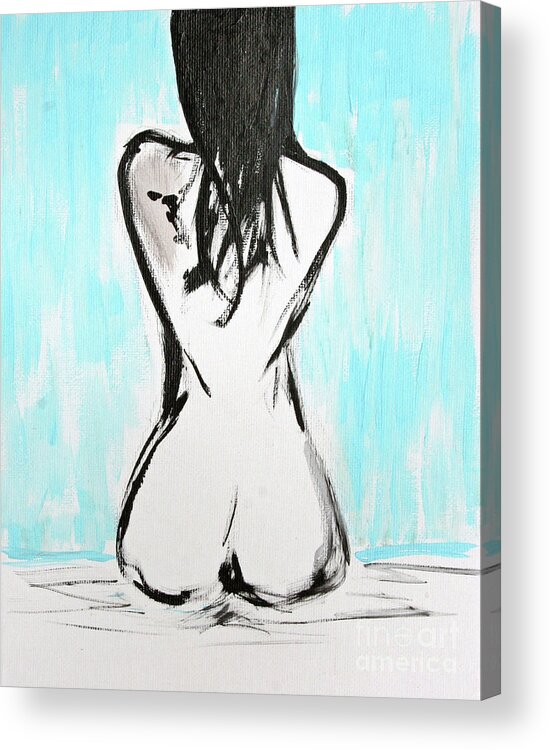 Paintings Acrylic Print featuring the painting Nude female by Julie Lueders 