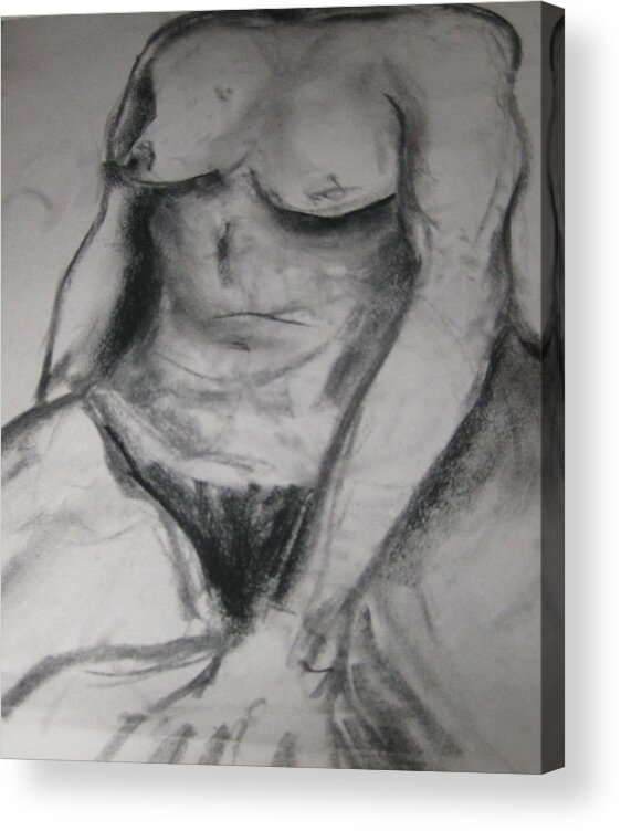 Nudes Acrylic Print featuring the drawing Nude Seated by Carole Johnson