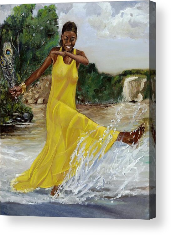 Dancing In The Water Acrylic Print featuring the painting Ochun by Victor Madero