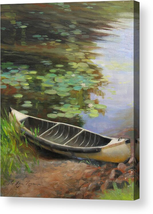 Canoe Acrylic Print featuring the painting Old Canoe by Anna Rose Bain